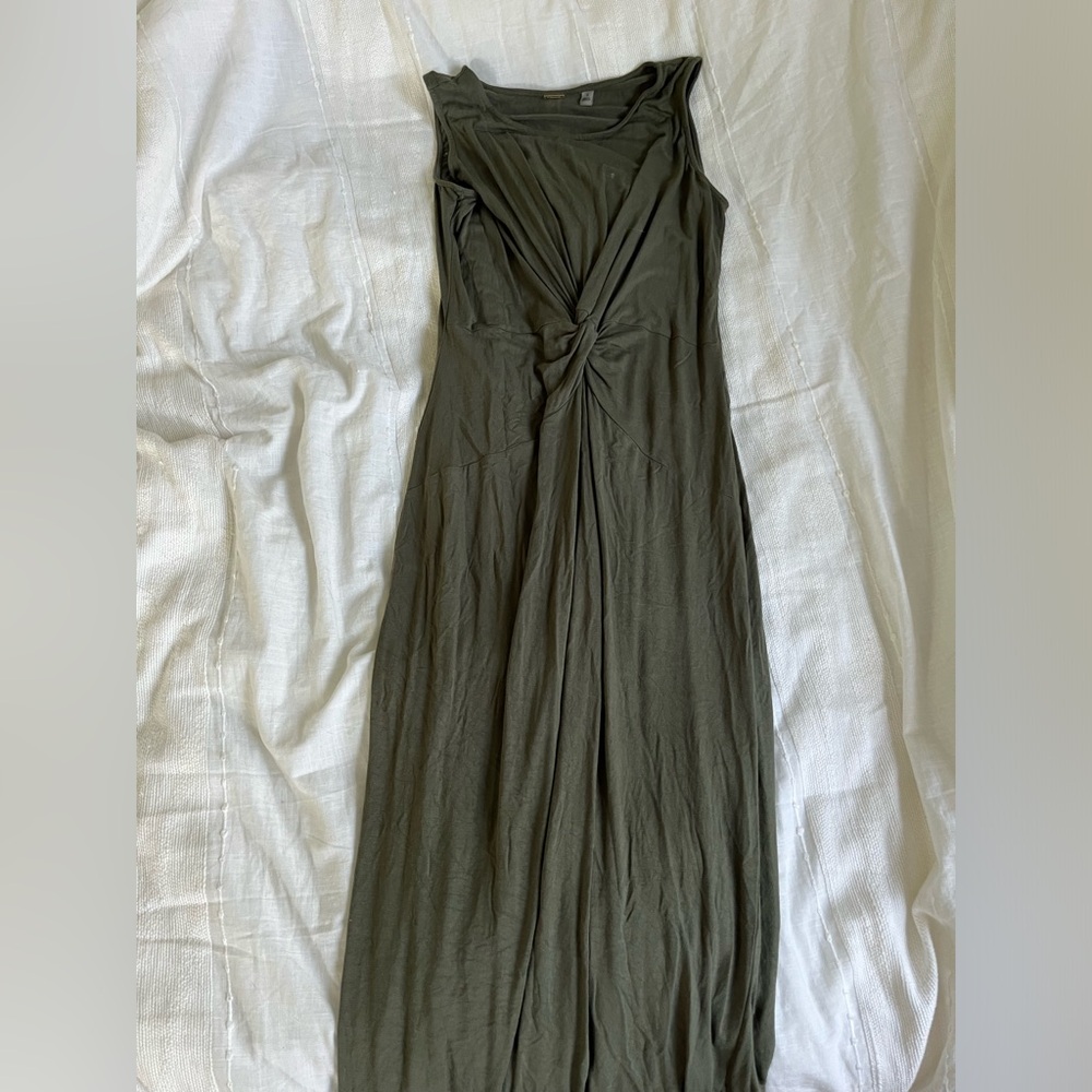 Tahari olive green maxi dress